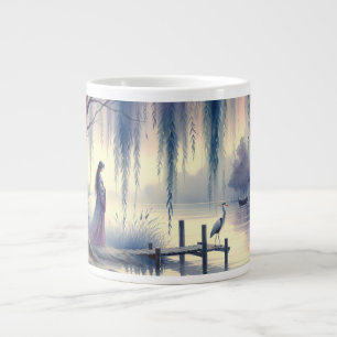 Serene Fantasy Lake met Willow en Heron Extra Grote Beker