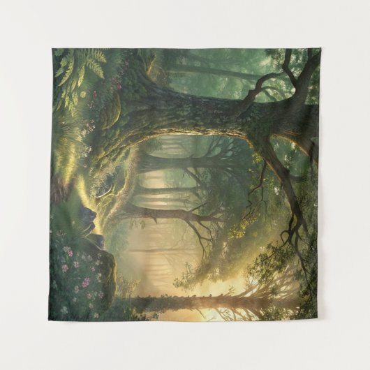 Serene Forest Scene Tapestry 57in Square Art Wandkleed (Voorkant (horizontaal))