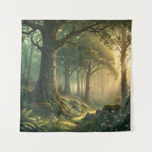 Serene Forest Scene Tapestry 57in Square Art Wandkleed (Voorkant)