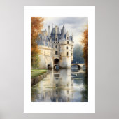 Serene Franse kasteel Waterverf Poster | (Voorkant)