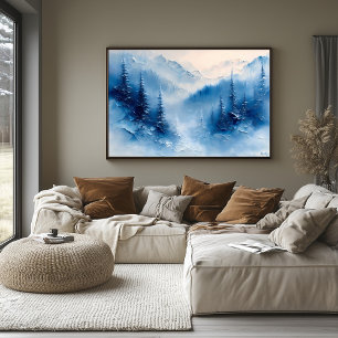 Serene Frosted Pines en Mountain Mist – Textured Poster