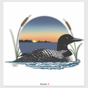 Serene Fuut Zonsondergang Blauwe Natuur Meer Sticker