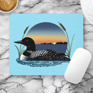 Serene Fuut Zonsondergang Blauwe Wilde Natuur Meer Muismat