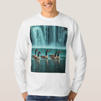 Serene ganzen familie bij de waterval - Natuur-ins T-shirt