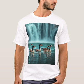 Serene ganzen familie bij de waterval - Natuur-ins T-shirt