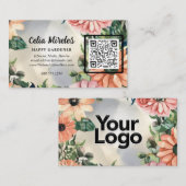 Serene Garden Wreath Pastel Floral Elegant QR code Informatiekaartje (Voorkant / Achterkant)
