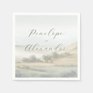 Serene Gedempte Aquarel Landschap Servet