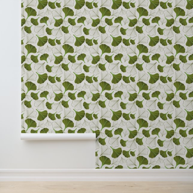 Serene Gingko wit bloemmotief Behang (Applicatie)