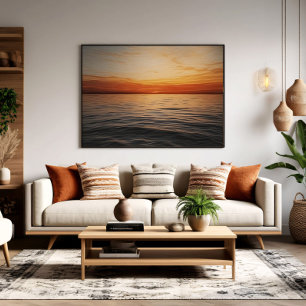 Serene Gouden Zonsondergang Oceaan Horizon Poster