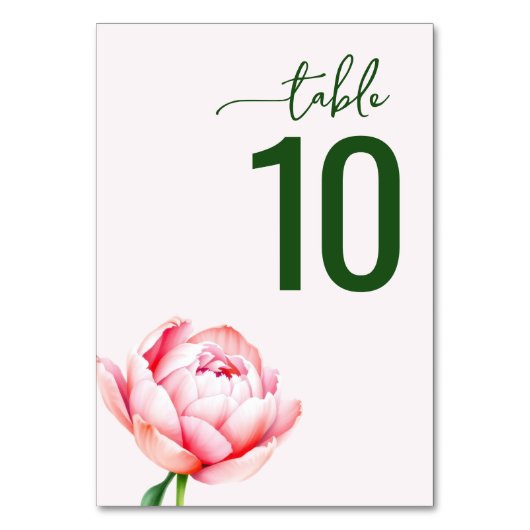 Serene Green Floral Wedding Table Card Kaart (Voorkant)