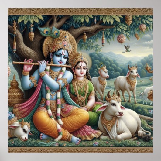 Serene Green  Radha Krishna Venugopal Fluit Poster (Voorkant)