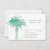 Serene Green Watercolor Palm Tree Wedding RSVP (Devant)