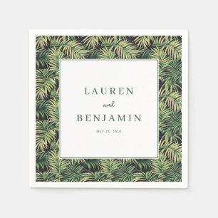 Serene Groene Tropische Bladrand Servet