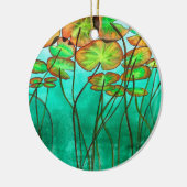 serene groene vijver met lilypads keramisch ornament (Links)