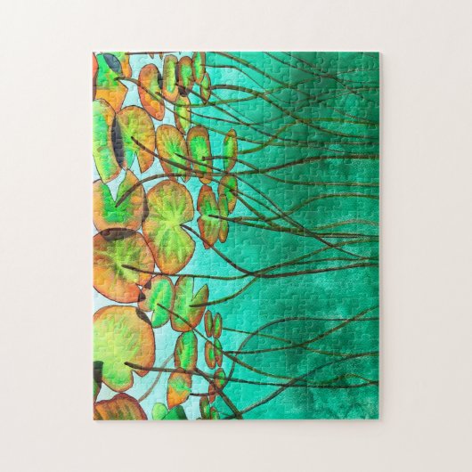 serene groene vijver met lilypads legpuzzel (Verticaal)