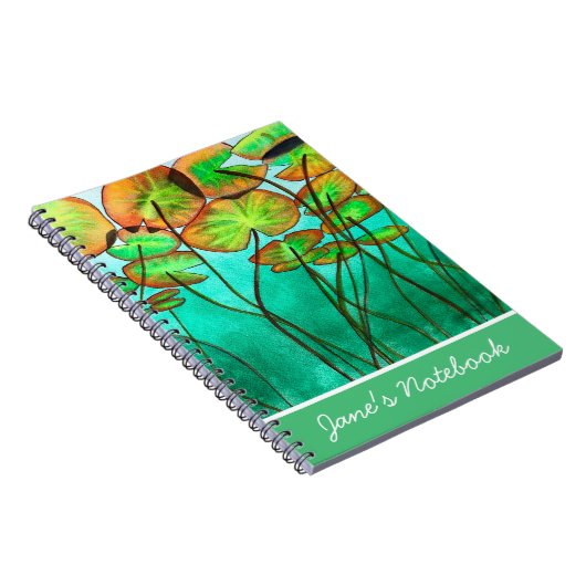 serene groene vijver met lilypads notitieboek (Rechterzijde)