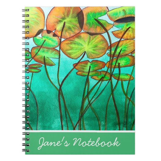serene groene vijver met lilypads notitieboek (Voorkant)