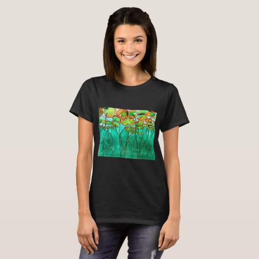 serene groene vijver met lilypads t-shirt (Voorkant volledig)