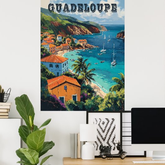 Serene Guadeloupe Waterverf Island Poster (Thuiskantoor)