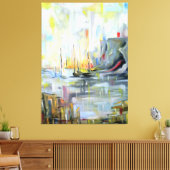 Serene Harbor Scene: Abstract  Painting wall art Canvas Afdruk (Insitu (Woonkamer))