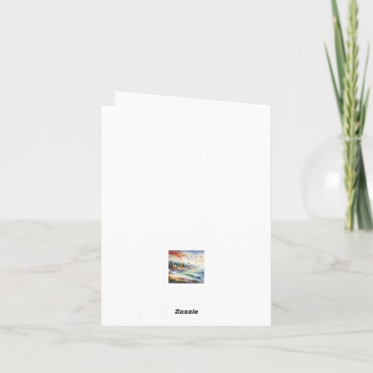 Serene Herfst Waterverf Kust Zeegezicht Blank Notitiekaartje (Achterkant)
