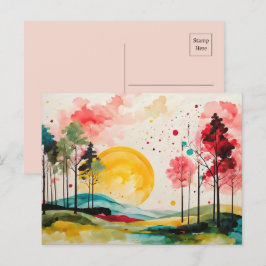 Serene herfst Waterverf Landscape Briefkaart