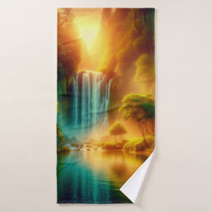 Serene Herfsten en Lake Towel Design Badhanddoek