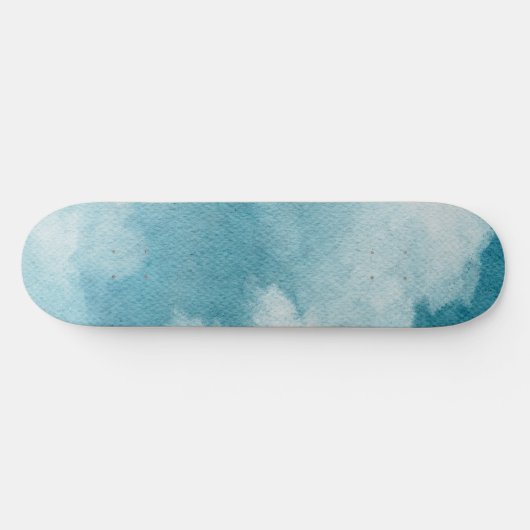 Serene Horizon Dreams Waterverf Blauw & Wit Skateboard (Horizontaal)