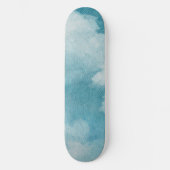 Serene Horizon Dreams Waterverf Blauw & Wit Skateboard (Voorkant)