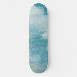 Serene Horizon Dreams Waterverf Blauw & Wit Skateboard