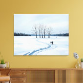 serene impressionist winter landscape canvas print (Insitu (Woonkamer))