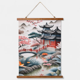 Serene Japanse Tuin Landschap Poster Hangend Wandkleed