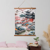 Serene Japanse Tuin Landschap Poster Hangend Wandkleed (Slaapkamer)