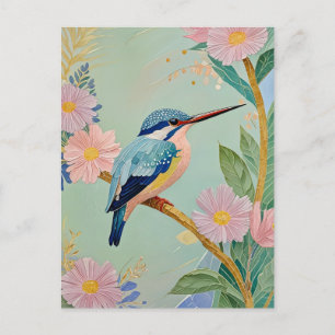 Serene Kingfisher in een bloemenparadijs Briefkaart