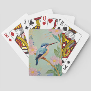 Serene Kingfisher in een bloemenparadijs Pokerkaarten