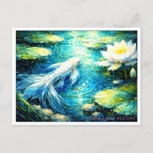 Serene Koi en Waterlelie Vijver Impressionist Feestdagenkaart