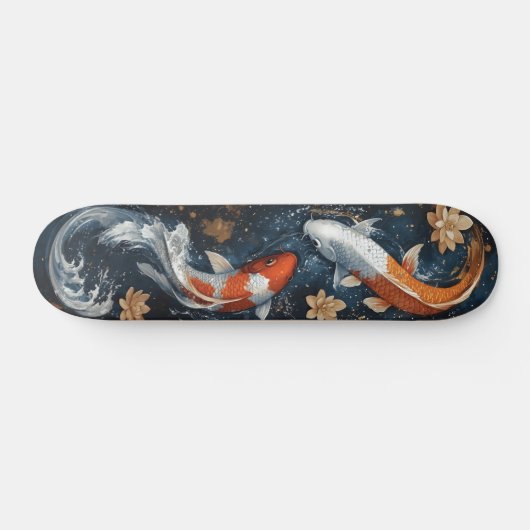 Serene Koi Vis met Lotus Bloemen Skateboard (Horizontaal)