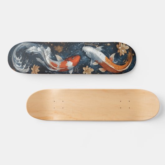 Serene Koi Vis met Lotus Bloemen Skateboard (Horizontaal)