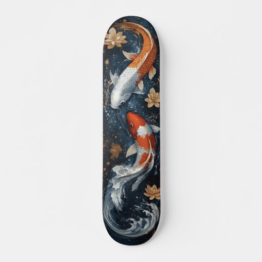 Serene Koi Vis met Lotus Bloemen Skateboard (Voorkant)