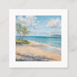 Serene Kust Ochtend Impressionistische Strand Kuns Vierkante Visitekaartje