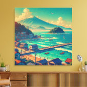 Serene Kusten van Fuji Canvas Afdruk (Insitu (Woonkamer))