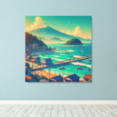 Serene Kusten van Fuji Canvas Afdruk (Insitu (Houten vloer))