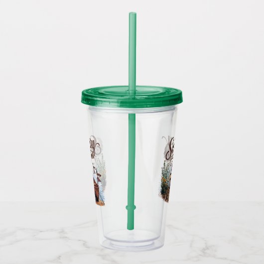 Serene Lake boot met ganzen en wilde bloemen Acryl Drinkbeker (Rechts)