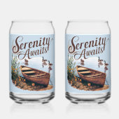 Serene Lake boot met ganzen en wilde bloemen Blikvorm Glas (Voorkant)