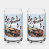 Serene Lake boot met ganzen en wilde bloemen Blikvorm Glas (Achterkant)