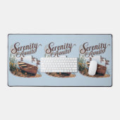 Serene Lake boot met ganzen en wilde bloemen Bureaumat (Keyboard & Muis)