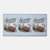 Serene Lake boot met ganzen en wilde bloemen Bureaumat (Voorkant)