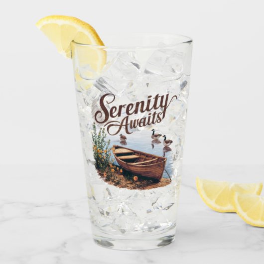 Serene Lake boot met ganzen en wilde bloemen Glas (Voorkant ijs)