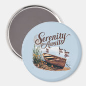 Serene Lake boot met ganzen en wilde bloemen Magneet (Voorkant / Achterkant)