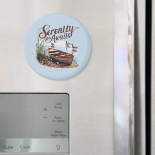 Serene Lake boot met ganzen en wilde bloemen Magneet